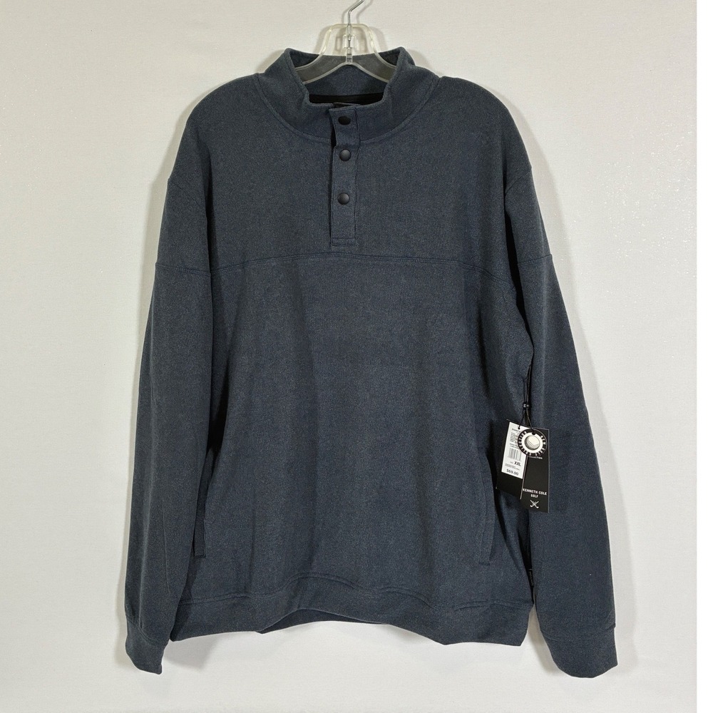 Kenneth Cole Golf Mens XXL Polar Night Heather Snap Mock Neck Pullover